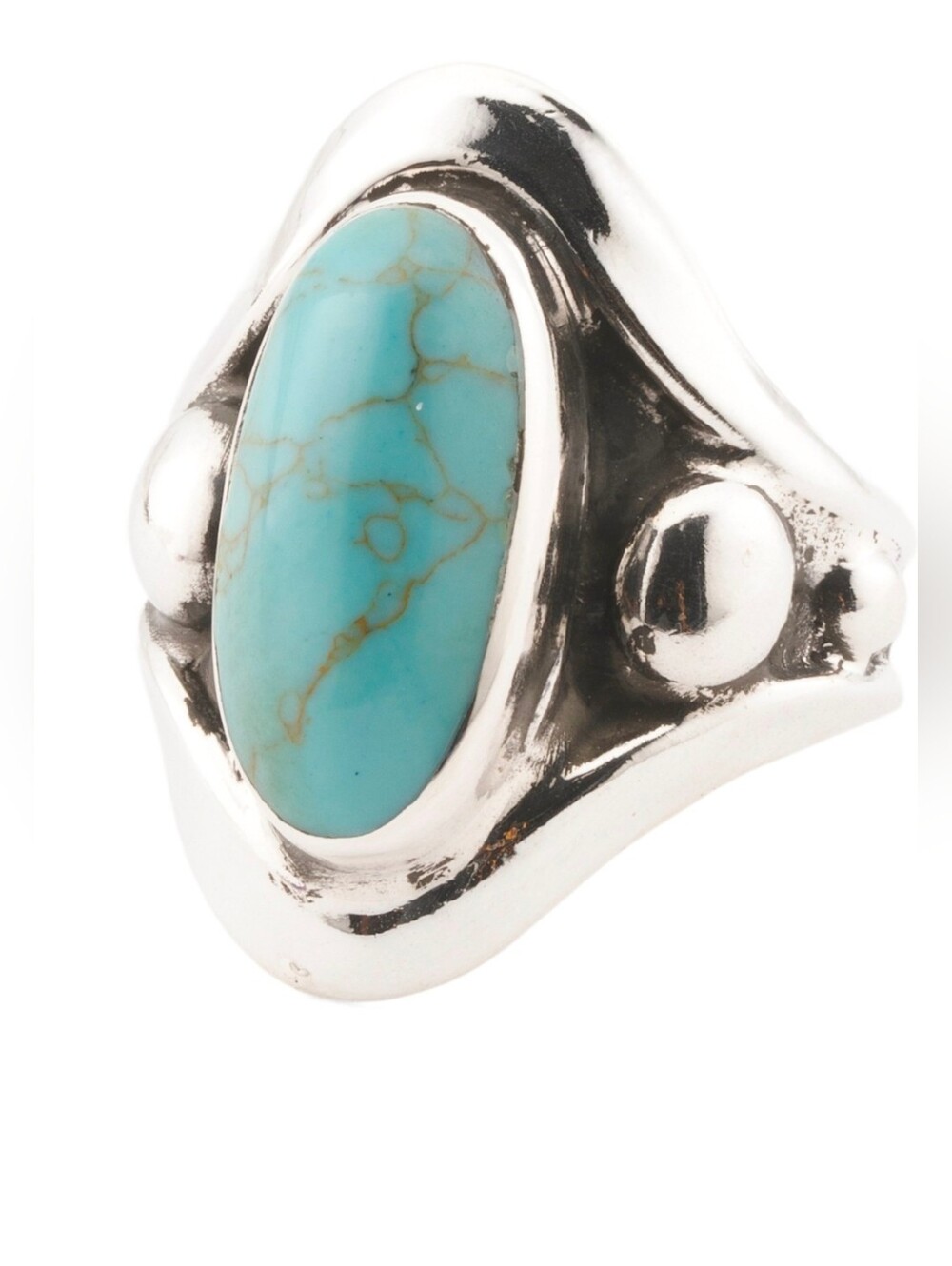 NWOT Seed & Sage 925 Sterling Silver Mexico Turquoise Statement Ring Heavy Sz 6